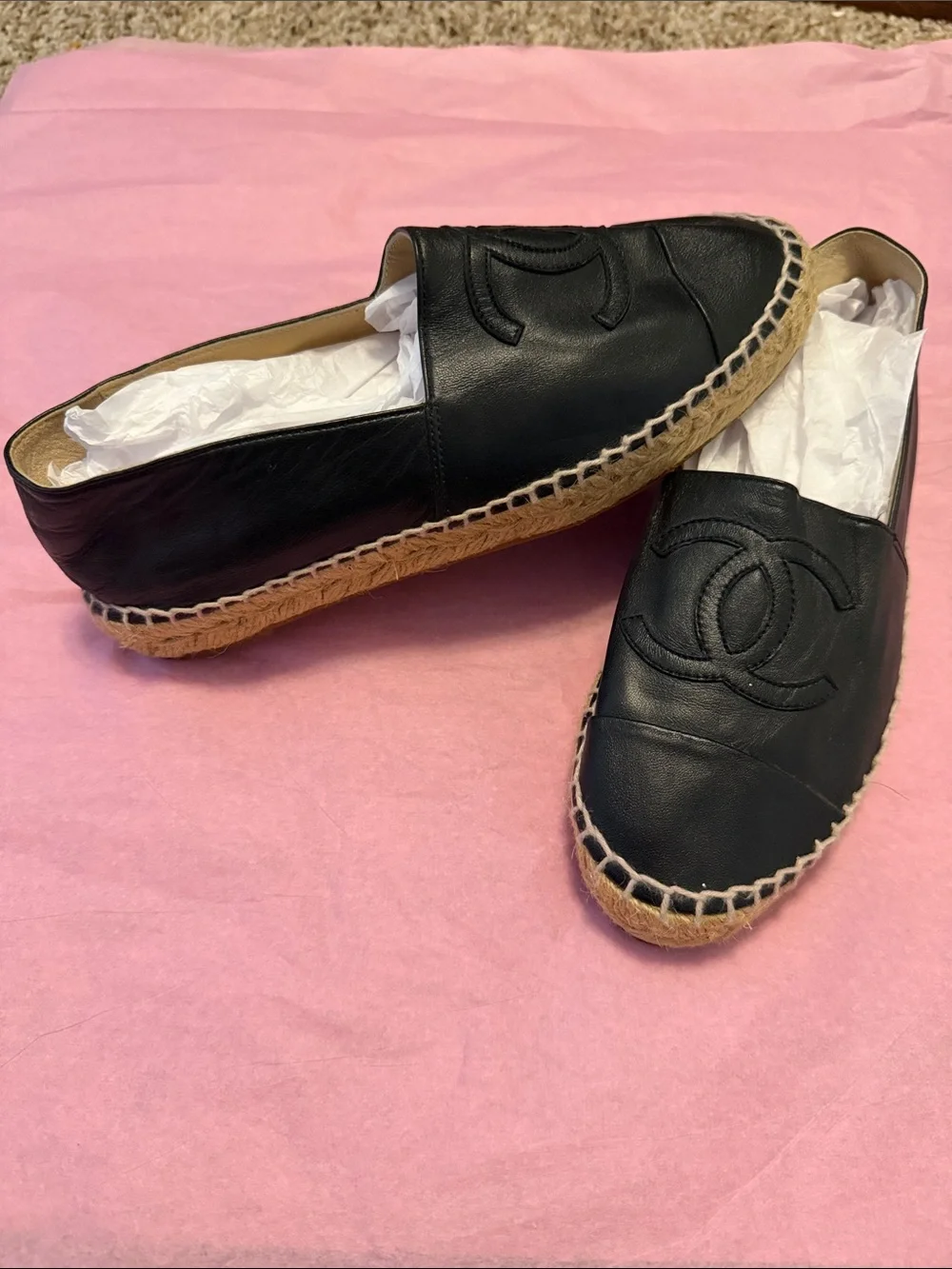 CHANEL SZ 36 Lambskin Espadrilles Black! Stunning, no signs of wear, excellent
